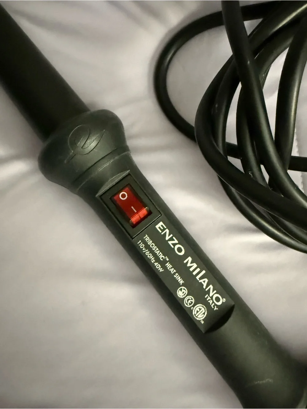 Enzo Milano Black Ceramic Tapered Curling Wand